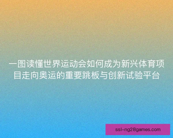 一图读懂世界运动会如何成为新兴体育项目走向奥运的重要跳板与创新试验平台